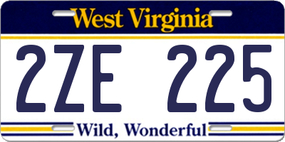 WV license plate 2ZE225