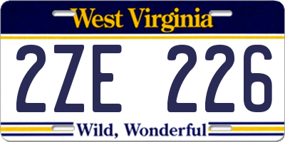 WV license plate 2ZE226