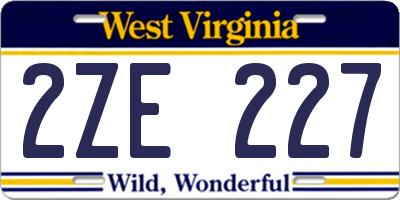 WV license plate 2ZE227