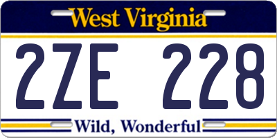 WV license plate 2ZE228