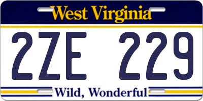 WV license plate 2ZE229