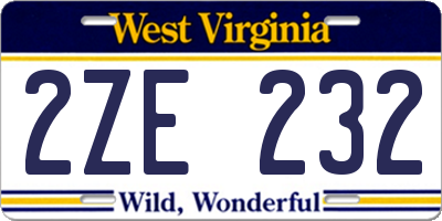 WV license plate 2ZE232