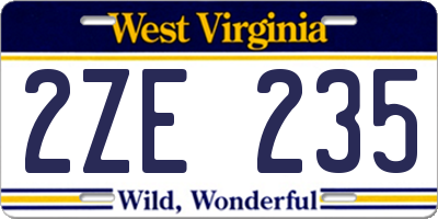 WV license plate 2ZE235