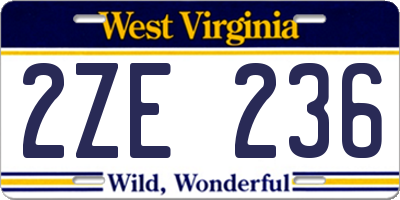 WV license plate 2ZE236