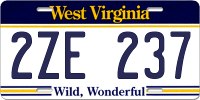 WV license plate 2ZE237