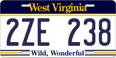 WV license plate 2ZE238