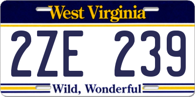 WV license plate 2ZE239