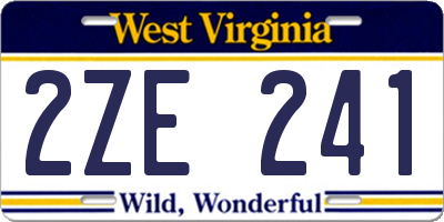 WV license plate 2ZE241