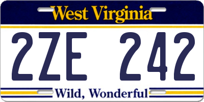 WV license plate 2ZE242