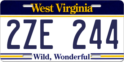 WV license plate 2ZE244