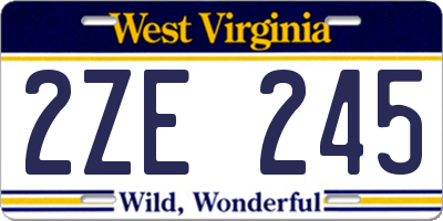 WV license plate 2ZE245