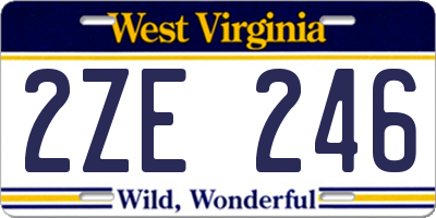 WV license plate 2ZE246