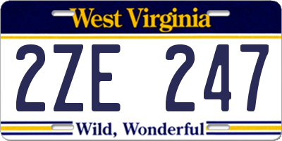 WV license plate 2ZE247