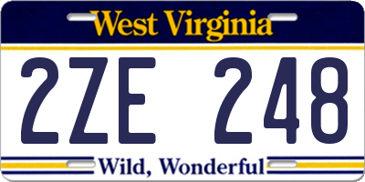 WV license plate 2ZE248