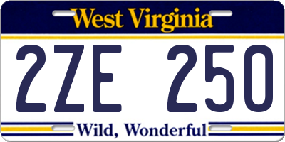 WV license plate 2ZE250