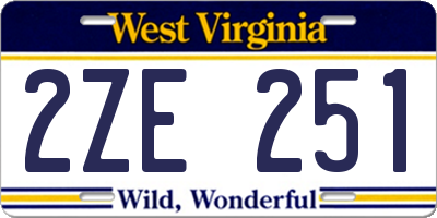 WV license plate 2ZE251