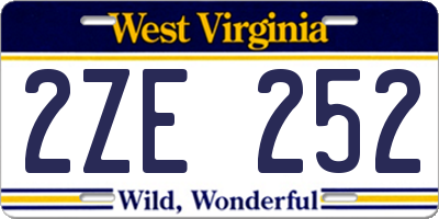 WV license plate 2ZE252