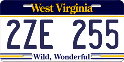 WV license plate 2ZE255