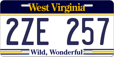 WV license plate 2ZE257