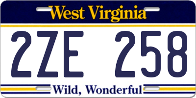 WV license plate 2ZE258