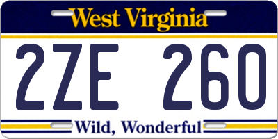 WV license plate 2ZE260
