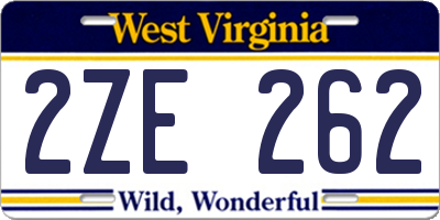 WV license plate 2ZE262