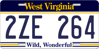 WV license plate 2ZE264