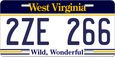 WV license plate 2ZE266