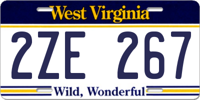 WV license plate 2ZE267
