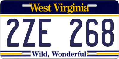 WV license plate 2ZE268