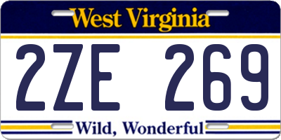 WV license plate 2ZE269