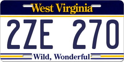 WV license plate 2ZE270