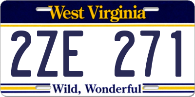 WV license plate 2ZE271