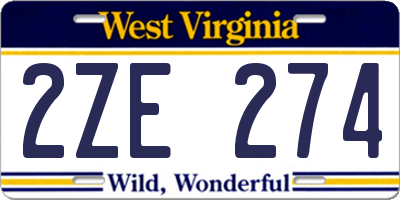 WV license plate 2ZE274