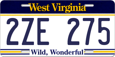 WV license plate 2ZE275