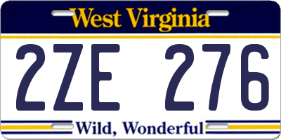 WV license plate 2ZE276