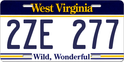 WV license plate 2ZE277