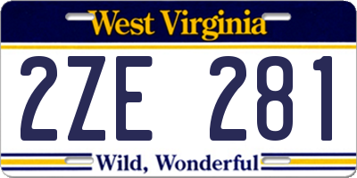WV license plate 2ZE281