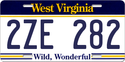 WV license plate 2ZE282