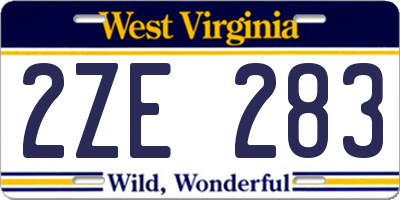 WV license plate 2ZE283