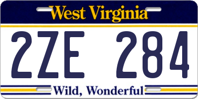 WV license plate 2ZE284