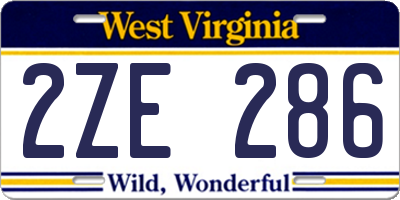 WV license plate 2ZE286