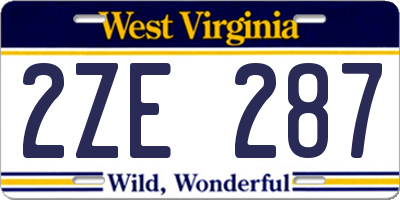 WV license plate 2ZE287