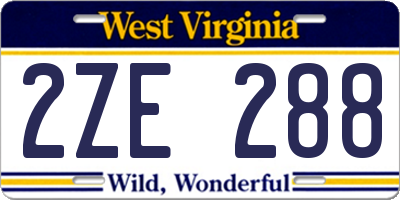 WV license plate 2ZE288