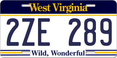 WV license plate 2ZE289