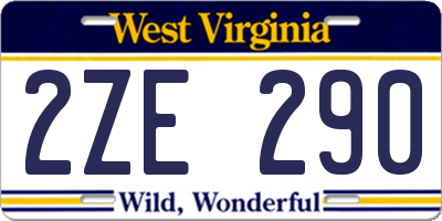 WV license plate 2ZE290