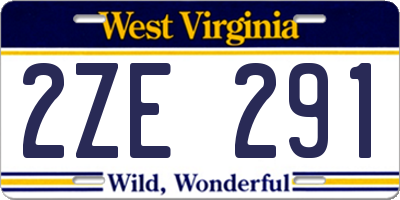 WV license plate 2ZE291