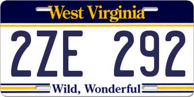 WV license plate 2ZE292