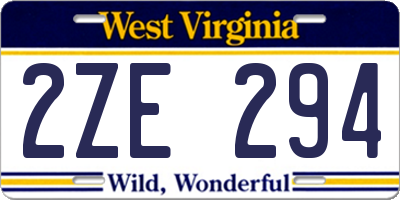 WV license plate 2ZE294