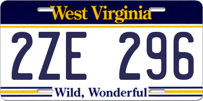 WV license plate 2ZE296
